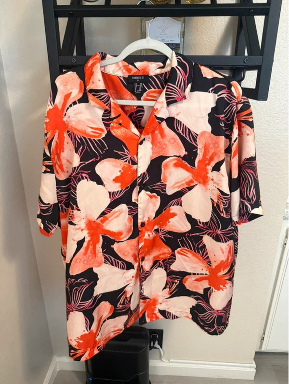 Forever 21 Men Tropical Floral Camp Collar Shirt - Size XXL